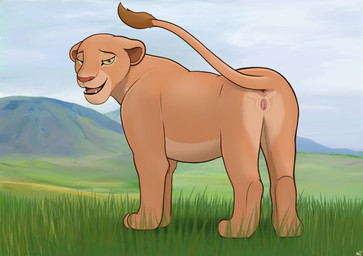 anatomically_correct anatomically_correct_anus anatomically_correct_genitalia anatomically_correct_vulva animal_genitalia animal_vulva anus butt detailed_background eye_contact feline_genitalia feline_vulva female feral fur genitals grass green_eyes grin half-closed_eyes happy looking_at_another mountain narrowed_eyes nude open_mouth outside paws pink_anus pink_vulva plant quadruped seductive shadow sharp_teeth smile solo tail tailbutt teeth tongue valley vulva alcosaurusrex disney the_lion_guard the_lion_king nala_(the_lion_king) felid feline lion mammal pantherine absurd_res hi_res