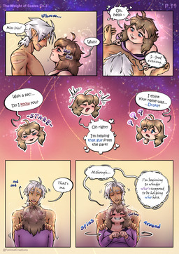 blonde_hair blue_eyes blush bodily_fluids breast_squish breasts bruised dialogue female flirting flustered hair magic male scared sky smile speech_bubble squish star starry_sky sweat text white_hair yellow_eyes fanimal_creations the_weight_of_scales drake_(the_weight_of_scales) iris_(the_weight_of_scales) elf human humanoid mammal absurd_res comic english_text hi_res