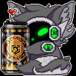 1:1 activision animated anthro beverage beverage_can biped c.a.m. call_of_duty call_of_duty:_black_ops_cold_war canid canine canis cod_zombies container cybernetics deadshot_daiquiri digital_drawing_(artwork) digital_media_(artwork) digitigrade fluffy fur glowing glowing_body glowing_eyes green_body green_eyes green_glow grey_body grey_fur grey_hair grey_tail hair heart_reaction heart_symbol holding_object hug hugging_object jackal likara love low_res machine male mammal military perk_a_cola pixel_(artwork) pixel_animation protogen protogen_armor protogen_face protogen_visor protogenized robotic screen screen_face short_playtime solo tail yuri_chacal