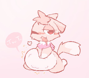anthro belly big_belly female kerchief neckerchief neckwear open_mouth open_smile pink_background pink_kerchief pink_neckerchief simple_background smile solo vore qwishiflavor domestic_cat felid feline felis mammal
