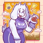 4_fingers animated anthro blinking boss_monster_(undertale) breasts clothed clothing eyebrows female fingers floppy_ears fur hi_res horn open_mouth open_smile robdogdraws short_playtime smile solo tail toriel toriel_oven_mitt undertale_(series) white_body white_fur