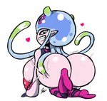 areola big_breasts big_butt breasts butt butt_slap female heart_symbol huge_breasts huge_butt humanoid_pointy_ears looking_back nipples pink_body pointy_ears rear_view short_stack slap smile solo teeth tentacles text glubtastic bandai_namco digimon animal_humanoid cnidarian cnidarian_humanoid digimon_(species) humanoid jellyfish_humanoid jellymon marine marine_humanoid medusozoan medusozoan_humanoid 2022 hi_res signature