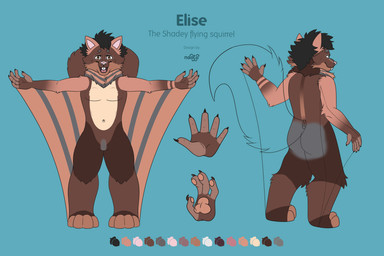 anthro butt happy male membrane_(anatomy) patagium paws solo naoto chipmunk flying_squirrel ground_squirrel mammal rodent sciurid tree_squirrel 3:2 hi_res model_sheet