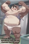 anthro belly black_nose blush briefs briefs_only brown_body bulge clothed clothing duo eyewear glasses humanoid_hands kemono male mature_male moobs navel nipples overweight overweight_male solo_focus text tickling tighty_whities topless underwear underwear_only white_briefs white_clothing white_underwear 00murice bear mammal 2021 english_text hi_res