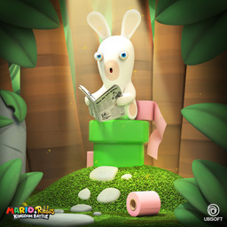 ambiguous_anthro ambiguous_gender anthro blue_eyes day featureless_legs fur grass hill holding_newspaper holding_object light long_ears looking_at_viewer mitten_hands newspaper no_eyebrows noseless open_mouth outside pipe plant red_tongue rock short_legs sitting_on_pipe solo sunlight tan_body tan_eyelids tan_inner_ear tan_skin text title toilet_paper tongue tree white_body white_fur jean-baptiste_raimbault mario_bros mario_plus_rabbids_kingdom_battle nintendo raving_rabbids rayman_(series) ubisoft bowser_jr. elemental_creature flora_fauna lagomorph mammal piranha_plant rabbid 1:1 2021 3d_(artwork) absurd_res adobe_photoshop_(artwork) autodesk_3ds_max_(artwork) autodesk_maya_(artwork) colored crossover digital_media_(artwork) english_description english_text hi_res lighting official_art shaded