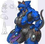 armor big_breasts blush bodysuit breasts clothed clothing fake_cat_ears fake_ears female fully_clothed gun headgear helmet huge_hips huge_thighs looking_at_viewer ranged_weapon skinsuit solo thick_thighs tight_clothing weapon wide_hips superdive43 halo_(series) microsoft sad_cat_dance xbox_game_studios alien sangheili hi_res multiple_images