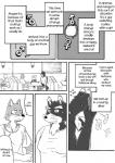 anthro black_and_white canid canine canis clothing comic cotton_(artist) dialogue domestic_dog english_text fur greyscale male mammal monochrome natsume_(tooboe_bookmark) nitobe text tooboe_bookmark tuft