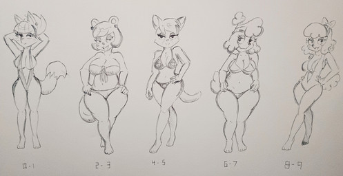 4_fingers 4_toes accessory anthro arms_bent bare_shoulders barefoot bedroom_eyes big_breasts big_eyes bikini biped bow_(feature) bow_bikini bow_ribbon breast_size_difference breasts buckteeth cat_print cheek_markings chest_tuft closed_smile clothed clothed_anthro clothed_female clothing curled_tail dipstick_ears dipstick_tail ear_markings ear_piercing ear_ring eyelashes eyeshadow facial_markings feet female fingers front_view fur fur_tuft grey_background group hair hair_accessory hair_bow hair_ribbon hairband half-closed_eyes hand_on_hip hand_on_own_hip hands_behind_head hands_on_hips hands_on_own_hips head_markings headband huge_hips humanoid_hands iris legs_together long_eyelashes looking_at_viewer makeup markings mature_anthro mature_female mouth_closed multicolored_ears narrowed_eyes navel no_pupils number one-piece_swimsuit open_mouth open_smile piercing plantigrade pointy_ears ponytail pose prick_ears print_bikini print_clothing print_swimwear raised_heel ribbons ring_piercing round_ears seductive short_hair simple_background skimpy skimpy_bikini skimpy_swimwear slightly_chubby slightly_chubby_anthro slightly_chubby_female sling_bikini smile smiling_at_viewer snout standing straight_legs swimwear tail tail_markings teeth textured_background thick_thighs toes tongue tuft two-piece_swimsuit wide_hipped_anthro wide_hipped_female wide_hips pikapika212 murphy_and_mitzi delia_(ajmarekart) genevieve_beaucoup_(ajmarekart) meryl_(ajmarekart) unnamed_character valencia_(ajmarekart) zoe's_mom_(ajmarekart) canid canine canis domestic_cat domestic_dog felid feline felis fox mammal poodle rodent sciurid tree_squirrel 2026 greyscale hi_res monochrome traditional_media_(artwork)