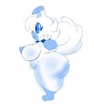 anthro anthrofied areola belly big_areola big_breasts big_butt blue_eyes breasts butt female fluffy fluffy_tail huge_breasts huge_butt nipples nude overweight overweight_anthro overweight_female pokemorph short_stack side_view simple_background slightly_chubby smile solo tail thick_thighs white_background kirbot12 nintendo pokemon canid canine generation_7_pokemon mammal pokemon_(species) rockruff 2016 digital_media_(artwork) monochrome