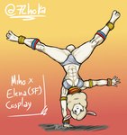 abs anthro breasts cosplay female handstand muscular muscular_anthro muscular_female smile smiling_at_viewer solo spread_legs spreading tail tail_tuft tuft under_boob upside_down hoka capcom odd_taxi street_fighter elena_(street_fighter) miho_shirakawa_(odd_taxi) alpaca camelid mammal