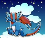 ambiguous_gender blush cloud feral membrane_(anatomy) membranous_wings night outside sky skyscape solo wings rag._(artist) nintendo pokemon generation_3_pokemon pokemon_(species) salamence