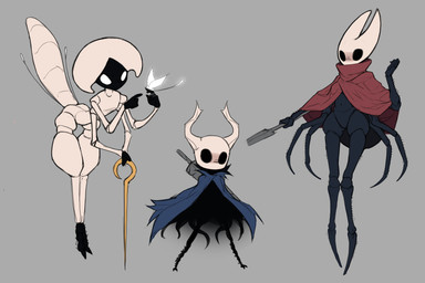 4_arms 6_limbs 8_limbs ambiguous_gender antennae_(anatomy) anthro arched_back arthropod_abdomen bent_over biped black_body blush breasts cloak_only digitigrade female group holding_object holding_weapon horn insect_wings leaning_on_weapon multi_arm multi_limb non-mammal_breasts segmented_arms segmented_body segmented_legs segmented_tail shawl_only simple_background small_waist tentacles thick_thighs trio void_eyes weapon weapon_on_back white_body white_eyes wide_hips wings kamiruuart hollow_knight:_silksong hollow_knight_(franchise) team_cherry hornet_(hollow_knight) lace_(hollow_knight:_silksong) the_knight_(hollow_knight) arachnid arthropod butterfly insect lepidopteran lumafly spider swallowtail_butterfly vessel_(species) 2023 3:2 absurd_res hi_res