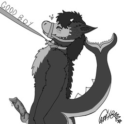 anthro collar dutch_angle genitals good_boy leash leash_pull male male_anthro penis solo capybarabones mythology dox_(capybarabones) dragon mythological_creature mythological_scalie scalie 1:1 2025 digital_media_(artwork) hi_res monochrome