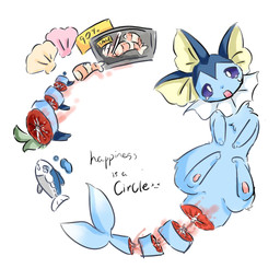 ambiguous_gender amputation blood blue_body bodily_fluids butt circle feral fin food gore meat missing_tail purple_eyes severed_body_part severed_tail shrimp_(food) solo tail where_is_your_god_now wounded 137rt nintendo pokemon aquatic arthropod crustacean eeveelution fish generation_1_pokemon generation_7_pokemon pokemon_(species) shrimp vaporeon wishiwashi wishiwashi_(solo_form) 1:1 hi_res