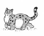 belly big_belly feral morbidly_obese morbidly_obese_feral obese obese_feral overweight overweight_feral solo standing featherhead felid mammal pantherine snow_leopard monochrome