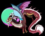 antlers claws fangs feet hooves horn looking_at_viewer male red_body red_eyes red_scales scales solo tail tail_tuft talons teeth toes tongue tongue_out tuft yellow_sclera inuhoshi-to-darkpen friendship_is_magic hasbro my_little_pony discord_(mlp) chimera draconequus alpha_channel hi_res