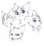 ambiguous_gender anthro cheek_tuft clothed clothing facial_tuft fluffy head_tuft simple_background smile solo tuft white_background alec8ter conditional_dnp disney zootopia skye_(zootopia) arctic_fox canid canine fox mammal true_fox blue_and_white monochrome sketch