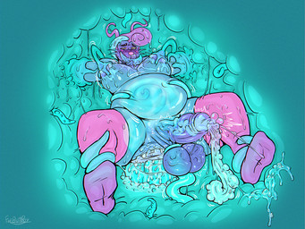 abdominal_bulge anal anal_penetration anthro anus ball_grab balls belly belly_squish big_muscles big_pecs blue_body blush bodily_fluids breast_grab breasts bubble clothing cum cum_bubble ejaculation flesh_wall genital_fluids genitals goo_jerry_(faroutboy) hand_on_breast huge_penetration inside legwear licking looking_pleasured male messy motion_lines muscular nipple_fetish nipple_play orgasm pecs penetration penis prolapse puffy_anus restrained restrained_by_tentacles restraints sitting slime smile solo spread_legs spreading squish tentacles thick_thighs thigh_highs tongue translucent urethra urethral urethral_penetration vein veiny_balls veiny_penis faroutboy jerry_(faroutboy) alien canid canine goo_creature mammal 4:3 hi_res