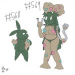 1:1 2019 animate_inanimate anthro big_breasts breasts butt digital_media_(artwork) duo female garbodor generation_5_pokemon hi_res huge_breasts nintendo pokemon pokemon_(species) simple_background slightly_chubby smile thick_thighs tmm4 trubbish white_background