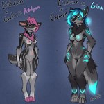 anthro female glowing nude acev ashlynn_(acev) gina_(acev) canid canine canis deer hybrid mammal wolf 1:1 absurd_res hi_res model_sheet