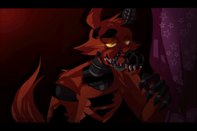 anthro dark eye_patch eyewear glowing glowing_eyes hook machine male robotic_tongue sharp_teeth solo teeth thehobbyhorse five_nights_at_freddy's five_nights_at_freddy's_4 scottgames nightmare_foxy_(fnaf) animatronic canid canine fox mammal robot animated