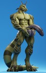 abs anthro balls biceps big_balls big_muscles big_penis blue_background claws digitigrade eyebrows genitals half-erect hand_on_balls hand_on_own_balls holding_balls huge_balls huge_penis humanoid_genitalia humanoid_penis long_penis male muscular muscular_anthro muscular_male navel nipples non-mammal_balls non-mammal_nipples nude obliques pecs penis presenting presenting_balls scales simple_background solo spikes spikes_(anatomy) standing thick_penis vein connivingrat raiden_(raidens_claws) iguana iguanid lizard reptile scalie 2022 3d_(artwork) digital_media_(artwork) hi_res