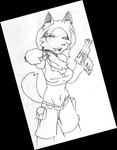 anthro bottomwear clothing dual_wielding female gun handgun holding_gun holding_handgun holding_object holding_pistol holding_ranged_weapon holding_weapon military pistol pointing_gun pointing_gun_at_viewer ranged_weapon shorts solo weapon doctor_(artist) command_and_conquer electronic_arts red_alert_(series) red_alert_2 tanya_adams canid canine mammal black_and_white monochrome sketch