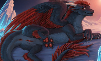 anus butt claws countershade_torso countershading feathers feet female feral genitals horn looking_at_viewer rear_view smile solo tail teeth toes vulva wings eleacat mythology dragon mythological_creature mythological_scalie scalie 2026 digital_drawing_(artwork) digital_media_(artwork) hi_res