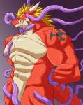 abs anthro biceps big_muscles green_eyes hands_behind_back huge_muscles male muscular muscular_anthro muscular_male nude pecs purple_tentacles solo tail tentacles broken_(artist) monster_(game) mythology delga dragon mythological_creature mythological_scalie scalie hi_res