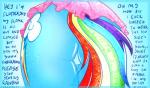 blue_body blue_border blue_fur border bottomwear butt butt_shot clothing cutie_mark female feral fur glistening hair multicolored_hair multicolored_tail presenting presenting_hindquarters rainbow_hair rainbow_tail simple_background skirt solo sparkles tail text haltie friendship_is_magic hasbro my_little_pony rainbow_dash_(mlp) equid equine horse mammal pony 2013 absurd_res english_text hi_res