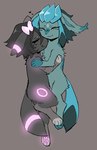 accessory blue_body blue_fur bow_accessory bow_ribbon dark_body dark_fur dark_hair duo eyelashes eyes_closed female female/female feral fluffy fur fur_markings glistening glowing glowing_markings hair hair_accessory hair_bow hair_ribbon heart_symbol hug hugging_another markings pawpads paws ribbons romantic romantic_couple simple_background tail vedacia nintendo pokemon angel_(veevobyte) donut_(jaidenfluid) eeveelution generation_2_pokemon generation_4_pokemon glaceon pokemon_(species) umbreon colored digital_media_(artwork) sketch