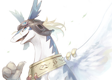 ambiguous_gender anthro aviator_cap blonde_hair blue_eyes clothing eyewear feathered_wings feathers furgonomics furry-specific_piercing gloves goggles hair handwear jewelry kemono looking_at_viewer necklace piercing simple_background smile solo wing_piercing wings whitexterior legendz mythology shiron dragon mythological_creature mythological_scalie scalie windragon bust_portrait digital_media_(artwork) portrait
