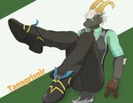 anthro black_body black_fur butt clothing eyewear fancy_clothing fur glasses hair legs_up male solo topwear vest white_hair goodwill_(artist) lifewonders tokyo_afterschool_summoners tanngrisnir_(tas) bovid caprine goat mammal absurd_res hi_res