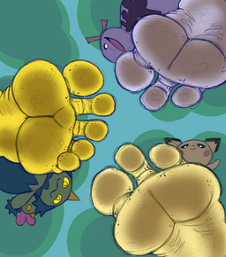 3_toes 5_toes anthro dirty dirty_feet feet foot_fetish foot_focus group humanoid_feet male plantigrade soles stray_pubes toes trio naughtymoff nintendo pokemon generation_2_pokemon generation_5_pokemon generation_9_pokemon maractus paldean_form paldean_wooper pichu pokemon_(species) regional_form_(pokemon) shiny_pokemon hi_res