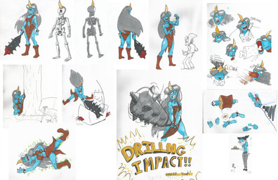 angry blood blue_body blue_skin bodily_fluids bone burger clothed clothing eyes_closed female food grey_hair group hair holding_object holding_weapon horn meat open_mouth plant skeleton sleeping text tree weapon cyclops human lagomorph leporid mammal rabbit english_text hi_res