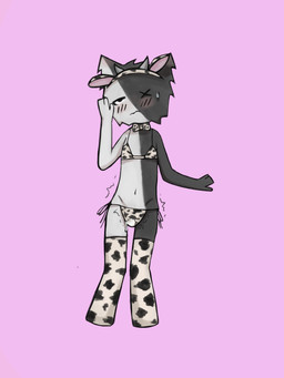 1_eye animal_print animal_print_bikini animal_print_thigh_highs anthro bikini blush bodily_fluids bow_tie clothing cow_ears cow_print cow_print_bikini cow_print_thigh_highs cum femboy genital_fluids leaking_cum leaking_through_clothing legwear male milk multicolored_body navel olwys pattern_bikini pattern_clothing pattern_legwear pattern_swimwear pattern_thigh_highs pink_background shaking shaking_hips shy simple_background solo sweat sweatdrop swimwear thigh_highs twitching two-piece_swimsuit two_tone_body kapi0w0 3:4 hi_res