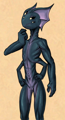 4_arms 4_fingers 5_eyes anthro athletic athletic_anthro athletic_female blue_body featureless_chest female fin fingers flat_chested flower_mouth genitals gills head_fin multi_arm multi_eye multi_limb non-mammal_vulva nude nude_anthro nude_female solo standing vulva soulcentinel stargate nirrti_(stargate) alien goa'uld
