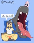 2_mouths absurd_res anthro bodily_fluids clothed clothing crossed_legs crosslegged_pose duo eyewear feet female generation_2_pokemon generation_3_pokemon glasses hi_res humanoid igglybuff imminent_oral large_tongue long_tongue male mawile meme mhicky93 mhicky_(mhicky93) multi_mouth nintendo pokemon pokemon_(species) saliva saliva_on_tongue salivating sitting tiva_(mhicky93) toes tongue tongue_out