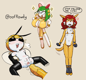 after_anal annoyed antennae_(anatomy) anthro anthrofied anus big_breasts bikini black_eyes blonde_hair blush bodily_fluids bracelet breasts breath choker clothing cross-popping_vein cum cum_in_ass cum_inside drooling ear_piercing ear_ring eyelashes fangs female flat_chested fur gaping gaping_anus genital_fluids genitals glans gold_(metal) gold_bikini gold_bracelet gold_choker gold_ear_ring gold_eyeshadow gold_jewelry gold_necklace gold_ring gold_shoes golden_lipstick green_hair hair jewelry looking_at_viewer looking_pleasured lying male male/female narrow_hips navel necklace open_mouth panting penis piercing pokemorph red_hair ring_piercing saliva sparkles sweat swimwear tail teeth thin_calves thin_legs thin_thighs tongue top_heavy triangle_bikini two-piece_swimsuit vulva white_body white_fur wings yellow_body yellow_fur yellow_glans yellow_penis oofrowdy nintendo pokemon kirly_(oofrowdy) ria_(oofrowdy) generation_3_pokemon generation_7_pokemon kirlia pokemon_(species) ribombee