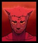 anthro biped car fur hair male orange_sclera red_background red_eyes simple_background solo vehicle ghozt mewing_(meme) arthur_(ghozt) hi_res meme