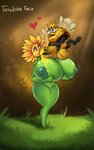 big_breasts breasts crown duo female food genitals headgear heart_symbol honey_(food) huge_breasts male male/female nipples oral penis plant torradinhafeliz conker's_bad_fur_day rareware miss_sunflower mr._king_bee arthropod bee elemental_creature flora_fauna hymenopteran insect