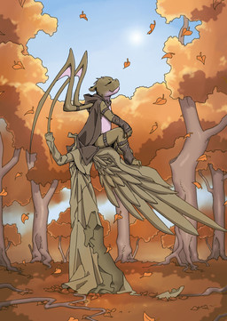 anthro autumn cape clothing detailed_background eyes_closed forest leaf male nature outside plant sculpture sky solo statue sun tree slugsdog angel aquatic aquatic_gastropod gastropod mollusk sea_slug slug 2015 digital_drawing_(artwork) digital_media_(artwork) hi_res