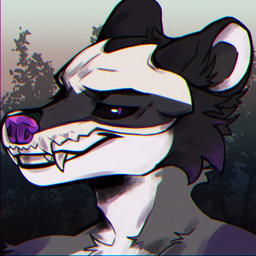 anthro black_body black_fur black_sclera bone bone_mask fangs forest forest_background front_view fur gradient_background grey_background grey_body grey_fur highlights_(coloring) looking_at_viewer male mask multicolored_body multicolored_fur nature nature_background plant purple_eyes purple_highlights simple_background skull skull_mask smile smiling_at_viewer smirk smirking_at_viewer solo teeth tree white_body white_fur ikazu remiyell noel_(raccsdatfapps) mammal procyonid raccoon 1:1 2025 digital_media_(artwork) headshot_portrait portrait andromorph_(lore)
