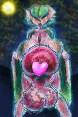 balls big_breasts blush breasts erection genital_focus genitals gynomorph heart_symbol humanoid_genitalia humanoid_penis intersex nude penis penis_focus penis_towards_viewer solo sun vein gotobeido nintendo pokemon gardevoir generation_3_pokemon mammal pokemon_(species)