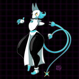 4_fingers anthro biped black_body blue_ears blue_hair blue_tail blush blush_stickers bottomwear clothed clothing eyelashes female fingers floating_hands floating_head footwear front_view geometric_background glistening glistening_body grid_background hair holding_object holding_weapon holding_whip huge_hips huge_thighs loincloth machine melee_weapon monotone_hair monotone_tail multicolored_body no_sclera pattern_background pose pupils shoes short_hair simple_background solo standing tail thick_thighs three-quarter_view weapon whip white_body white_bottomwear white_clothing white_pupils wide_hips yellow_eyes monmusu666 deltarune undertale_(series) tasque_manager felid feline mammal robot 1:1 absurd_res digital_media_(artwork) full-length_portrait hi_res portrait
