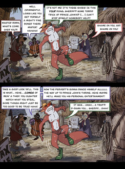 anthro athletic athletic_anthro athletic_male being_watched bodily_fluids body_control briefs bycocket cast chastity_cage chastity_device clothing crutch cum cum_in_clothing cum_in_underwear cum_through_clothing cum_through_underwear curse cursed_clothing dancing dialogue ejaculation erection erection_under_briefs eyewear footwear forced forced_arousal forced_dancing forced_erection forced_orgasm gasp genital_fluids glasses group hat hat_feather headgear headwear humiliation looking_at_another loose_feather magic male medical_instrument mostly_nude motion_lines nipples orgasm pecs public public_humiliation public_indecency scientific_instrument shoes sparkles speech_bubble sweat text two_panel_image underwear wet wet_clothing wet_underwear spiritofash mother_rabbit otto_(robin_hood) robin_hood sheriff_of_nottingham canid canine canis fox hound_dog lagomorph leporid mammal rabbit red_fox true_fox wolf english_text hi_res story story_in_description