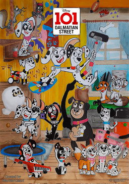 2_missing_limbs 4_fingers amputee black_body black_ears black_fur black_nose black_paws black_spots blue_skateboard brown_body cleaning_tool collar dirty disability electronics eyebrows eyelashes feet female fingers floppy_ears fox_costume fur gloves_(marking) group headphones heterochromatic_ears keyboard_instrument keytar leg_markings male markings missing_leg musical_instrument notched_ear pink_collar selfie_stick skateboard socks_(marking) spiked_collar spikes spots toeless_(marking) toeless_socks_(marking) tongue tongue_out trampoline vacuum_cleaner vehicle wheelchair white_body white_fur white_spots young marcelo_llauri 101_dalmatian_street 101_dalmatians disney big_fee_(101_dalmatians) d.j._(101_dalmatians) da_vinci_(101_dalmatians) dallas_(101_dalmatians) dante_(101_dalmatians) dawkins_(101_dalmatians) dee_dee_(101_dalmatians) deepak_(101_dalmatians) deja_vu_(101_dalmatians) delgado_(101_dalmatians) destiny_(101_dalmatians) diesel_(101_dalmatians) dizzy_(101_dalmatians) dolly_(101_dalmatians) dorothy_(101_dalmatians) dylan_(101_dalmatians) fergus_(101_dalmatians) roxy_(101_dalmatians) sid_(101_dalmatians) snowball_(101_dalmatian_street) triple_d_(101_dalmatians) canid canine canis dalmatian domestic_dog fox mammal mastiff molosser murid murine rat rodent rottweiler sciurid spitz tree_squirrel hi_res