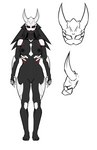 anthro anthrofied armor black_body black_hair bone bone_armor claws clothing crossgender exoskeleton female fingers gills hair handwear headgear horn interspecies knee_pads mask monster_girl_(genre) nipples nude red_eyes ribs shoulder_pads skeleton skull skull_head skull_mask solo spiky_hair standing symmetry becsantus rooster_teeth rwby grimm_(rwby) humanoid imp_(rwby) monster absurd_res hi_res model_sheet