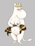 anklet annoyed anthro blonde_hair blush breasts female fur genitals grey_background hair holding_object innie_pussy jewelry leg_ring nipples nude pussy simple_background slightly_chubby solo standing tail tail_tuft towel tuft white_body noodlestoat the_moomins snorkmaiden mammal moomin snork_(moomin) hi_res