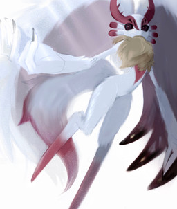 ambiguous_gender anthro antlers biped black_fingernails black_nails black_sclera chest_tuft colored_nails countershading digitigrade dipstick_tail featureless_crotch fingernails fluffy fluffy_tail fur head_wings horn huge_wings leaning leaning_forward leg_markings markings mouthless multicolored_body multicolored_fur nails neck_tuft nude_anthro pupils raised_arm red_body red_eyes red_fur simple_background socks_(marking) solo tail tail_markings tan_body tan_fur three-quarter_view tuft unusual_wing_placement white_background white_body white_fur white_pupils wings gemini_kirby kirby_(series) nintendo chaos_elfilis alien chinchilla chinchillid mammal rodent starling_(kirby) digital_drawing_(artwork) digital_media_(artwork) digital_painting_(artwork) full-length_portrait hi_res painting_(artwork) portrait